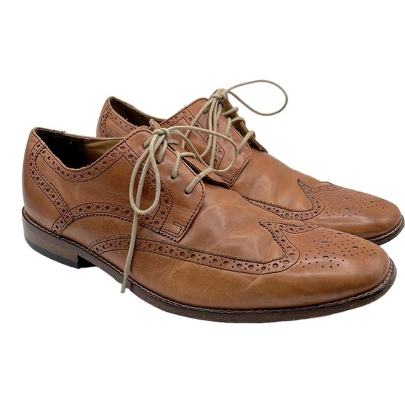 Cole Haan Nike Air Men's Leather Tan Wingtip Dress Shoes Size 11.5 - Picture 1 of 12